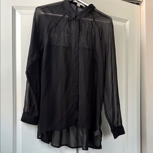 Elegant Black Sheer Women's Top